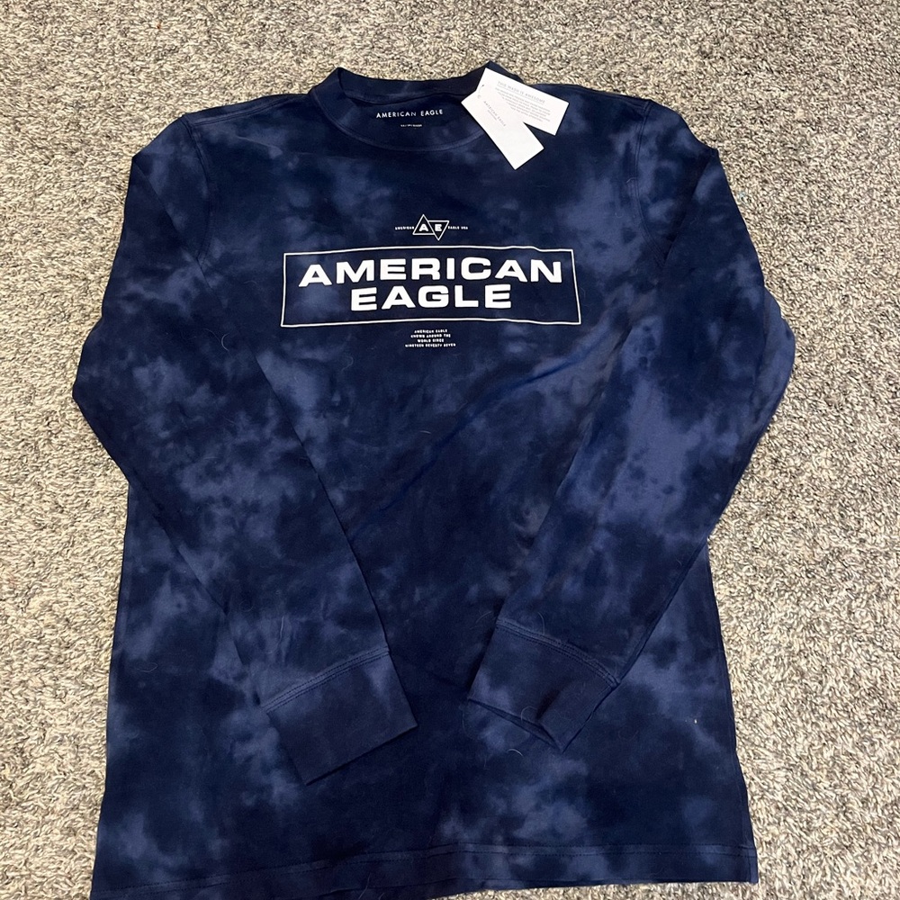 american eagle navy blue tie-dye long sleeve —size x-small